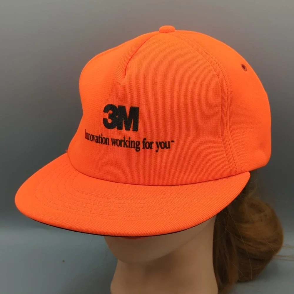 Vintage 3M Hat Orange Full Foam Snapback Cap America Made USA 90s Promo